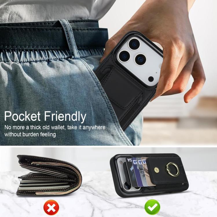 For iPhone 17 Pro Max Elastic Card Bag Ring Holder Phone Case