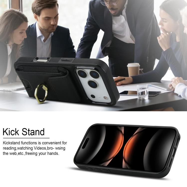 For iPhone 17 Pro Max Elastic Card Bag Ring Holder Phone Case