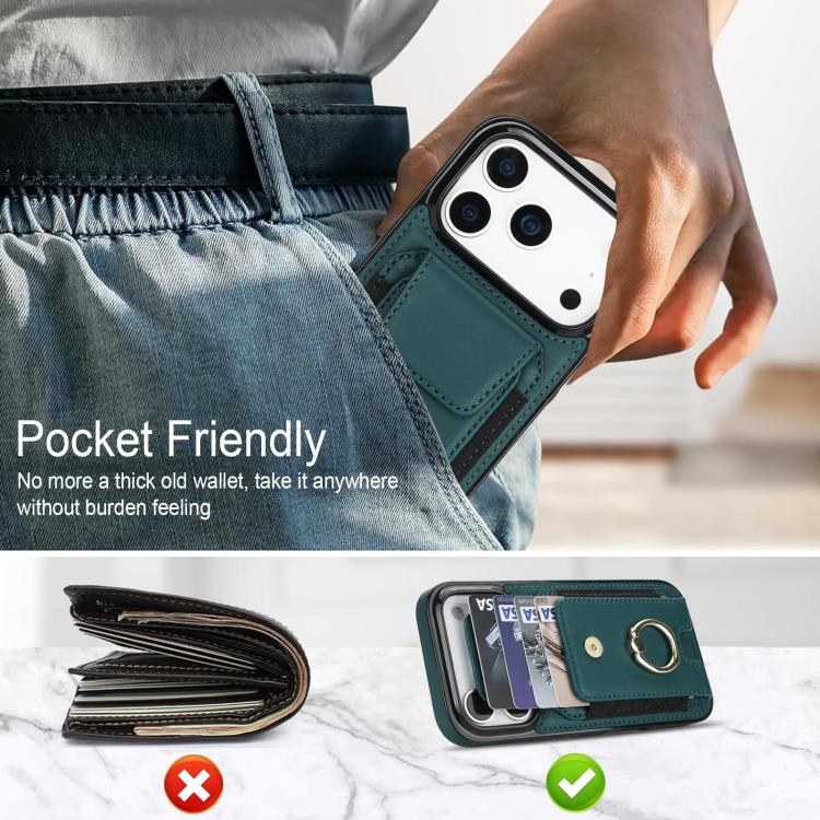 For iPhone 17 Pro Max Elastic Card Bag Ring Holder Phone Case