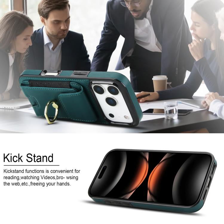 For iPhone 17 Pro Max Elastic Card Bag Ring Holder Phone Case