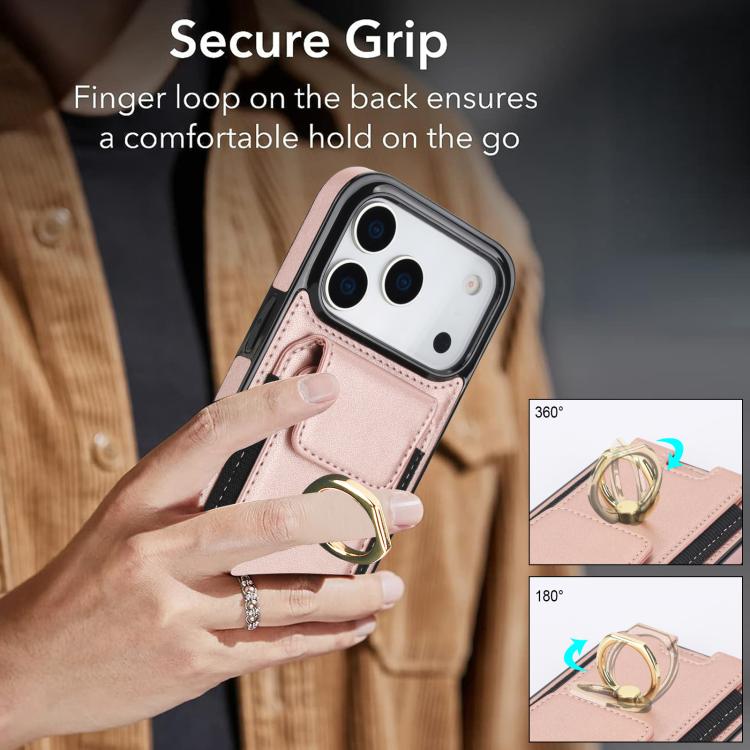 For iPhone 17 Pro Max Elastic Card Bag Ring Holder Phone Case