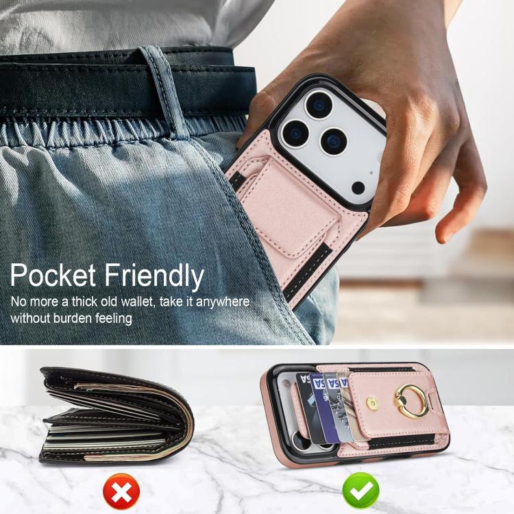 For iPhone 17 Pro Max Elastic Card Bag Ring Holder Phone Case