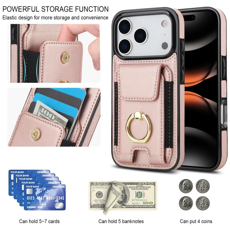 For iPhone 17 Pro Max Elastic Card Bag Ring Holder Phone Case