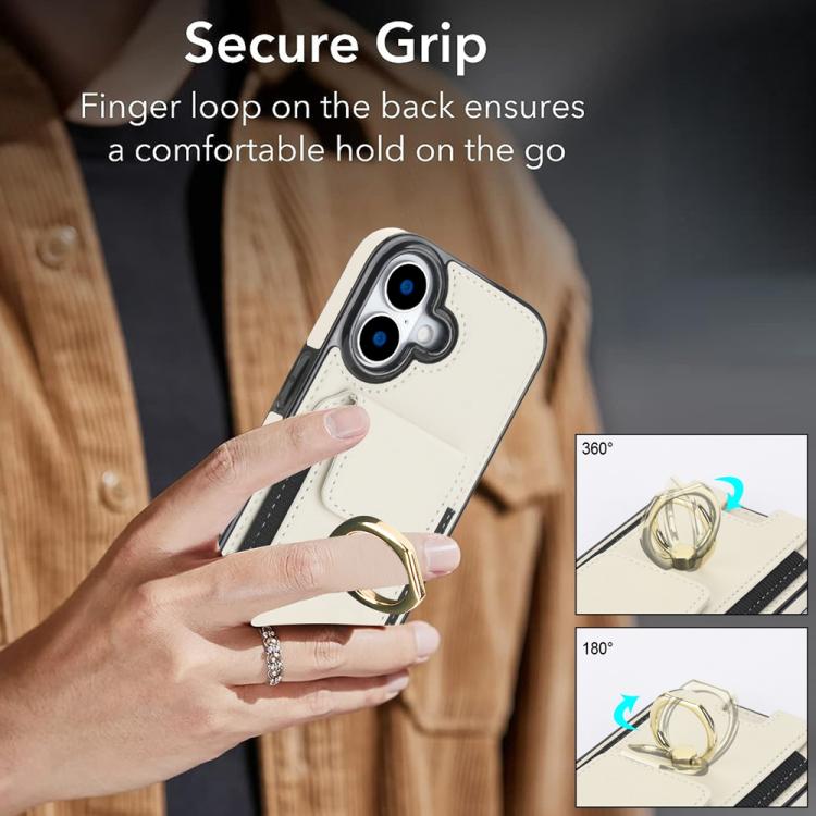 For iPhone 17 Elastic Card Bag Ring Holder Phone Case