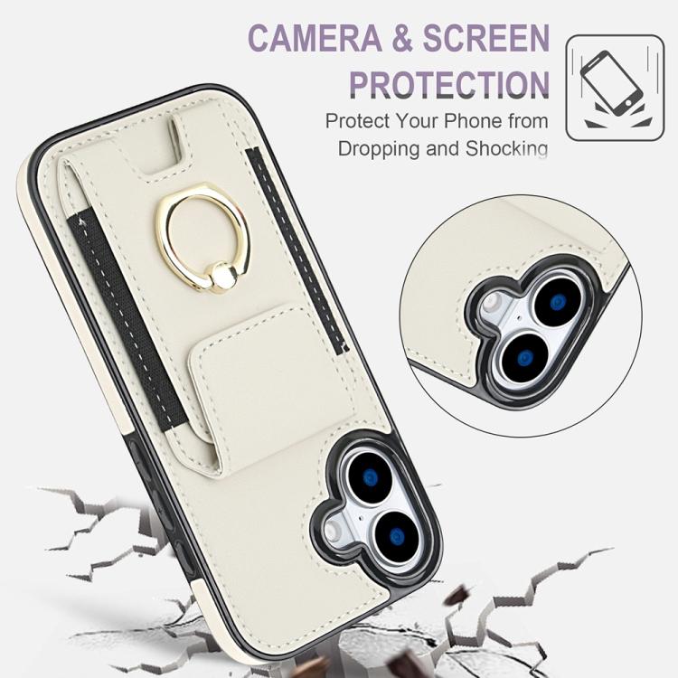 For iPhone 17 Elastic Card Bag Ring Holder Phone Case