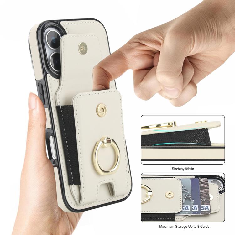 For iPhone 17 Elastic Card Bag Ring Holder Phone Case