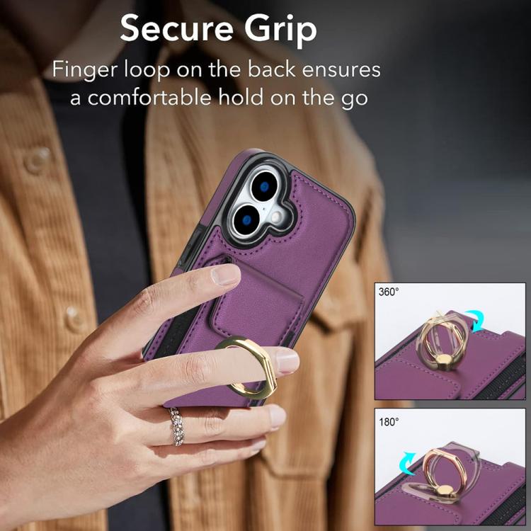 For iPhone 17 Elastic Card Bag Ring Holder Phone Case