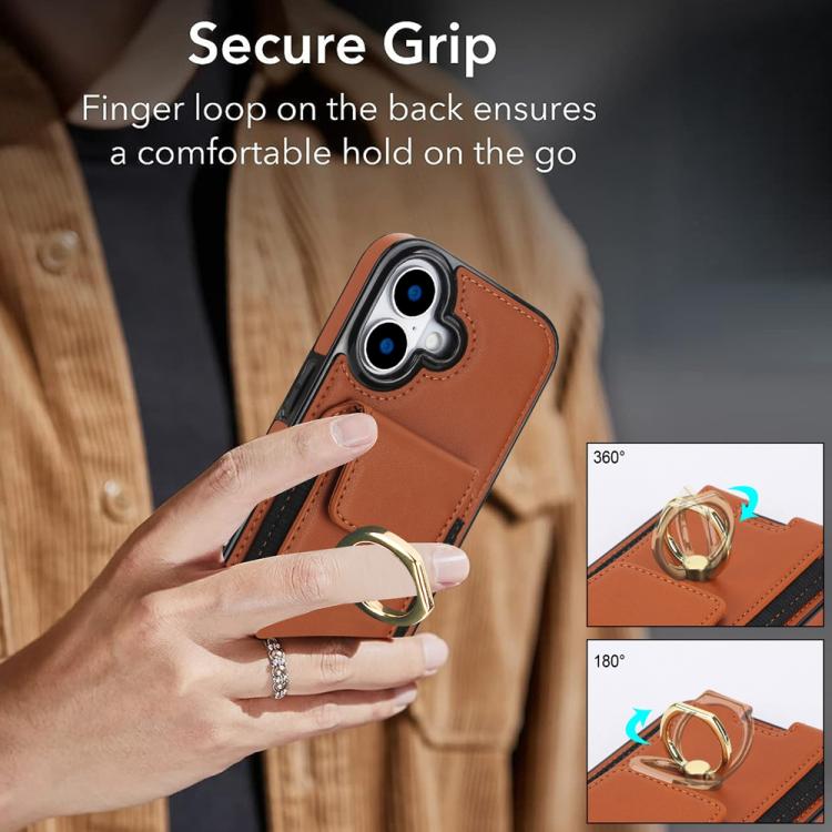For iPhone 17 Elastic Card Bag Ring Holder Phone Case