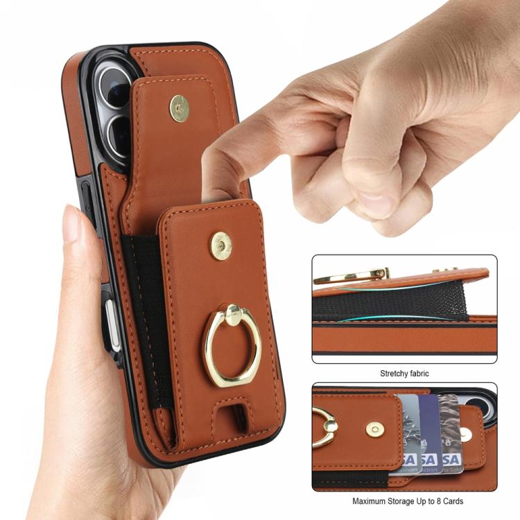 For iPhone 17 Elastic Card Bag Ring Holder Phone Case