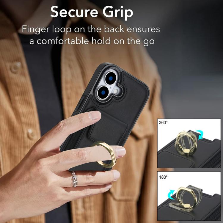 For iPhone 17 Elastic Card Bag Ring Holder Phone Case