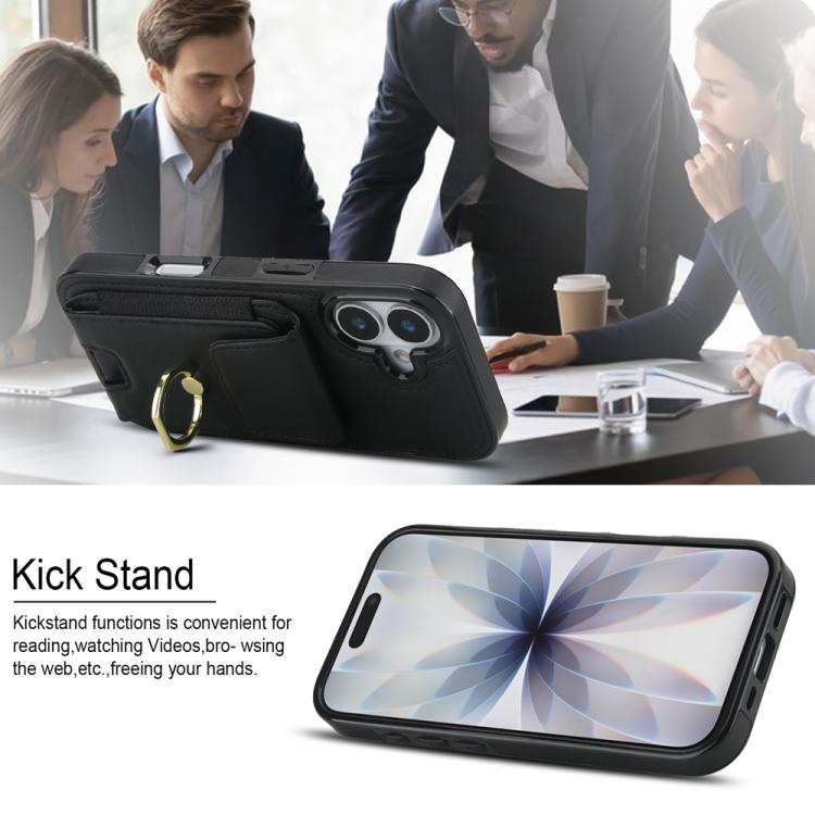 For iPhone 17 Elastic Card Bag Ring Holder Phone Case