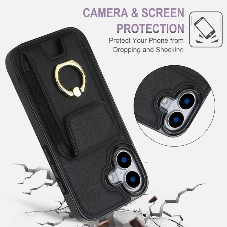 For iPhone 17 Elastic Card Bag Ring Holder Phone Case