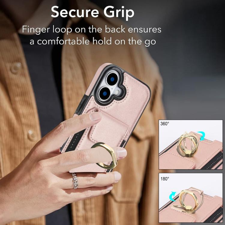 For iPhone 17 Elastic Card Bag Ring Holder Phone Case
