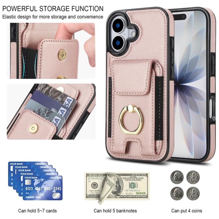 For iPhone 17 Elastic Card Bag Ring Holder Phone Case