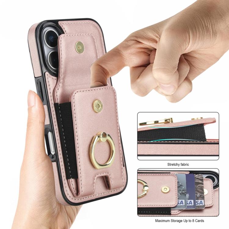 For iPhone 17 Elastic Card Bag Ring Holder Phone Case