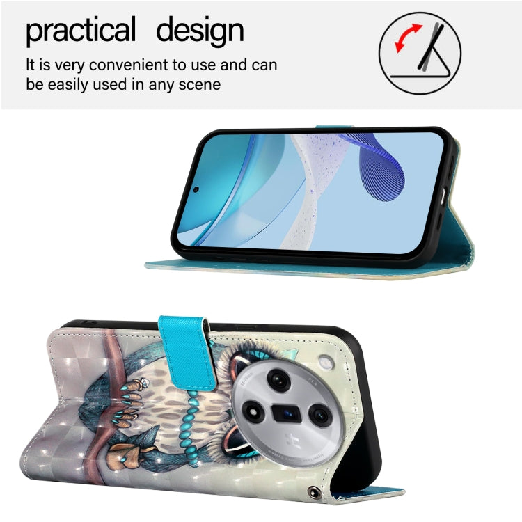 For OPPO Find X7 3D Painting Horizontal Flip Leather Phone Case