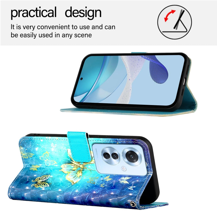 For OPPO Reno 11F 5G Global 3D Painting Horizontal Flip Leather Phone Case
