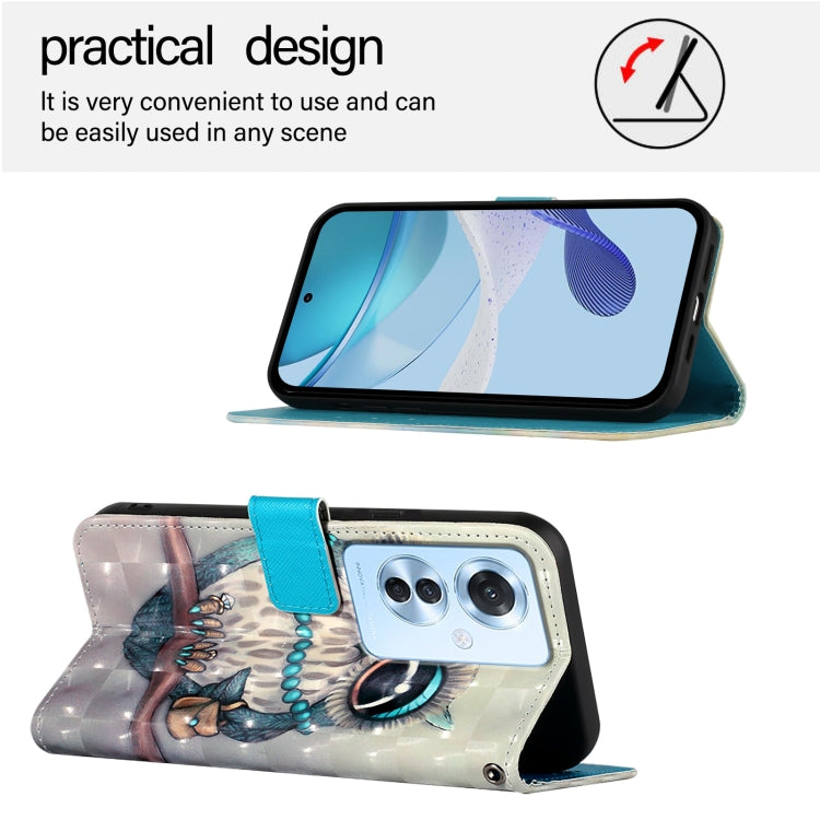 For OPPO Reno 11F 5G Global 3D Painting Horizontal Flip Leather Phone Case