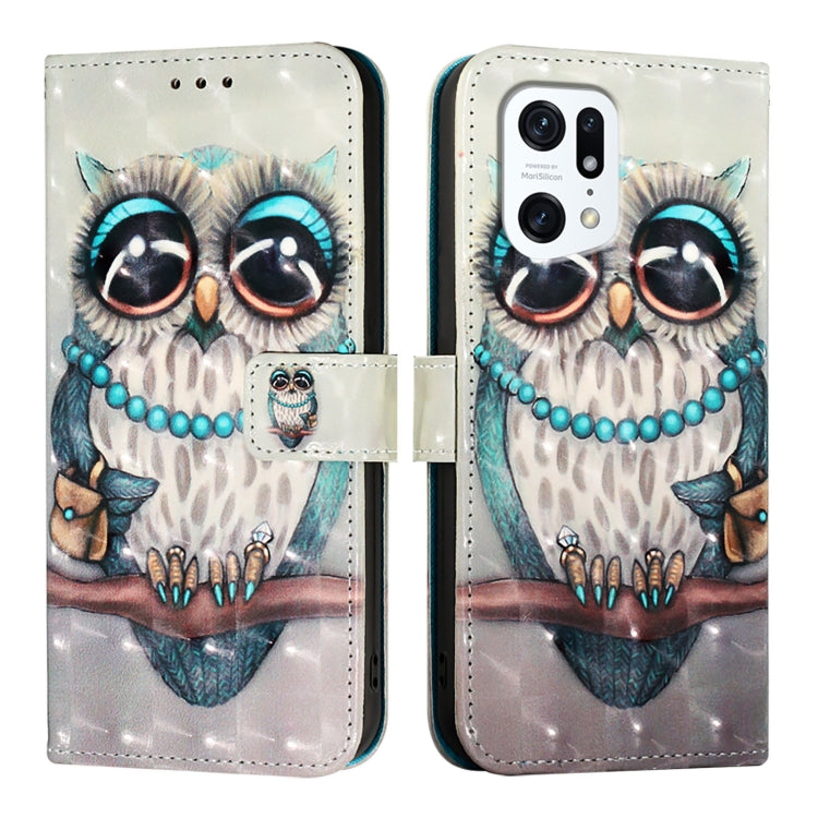 For OPPO Find X5 3D Painting Horizontal Flip Leather Phone Case