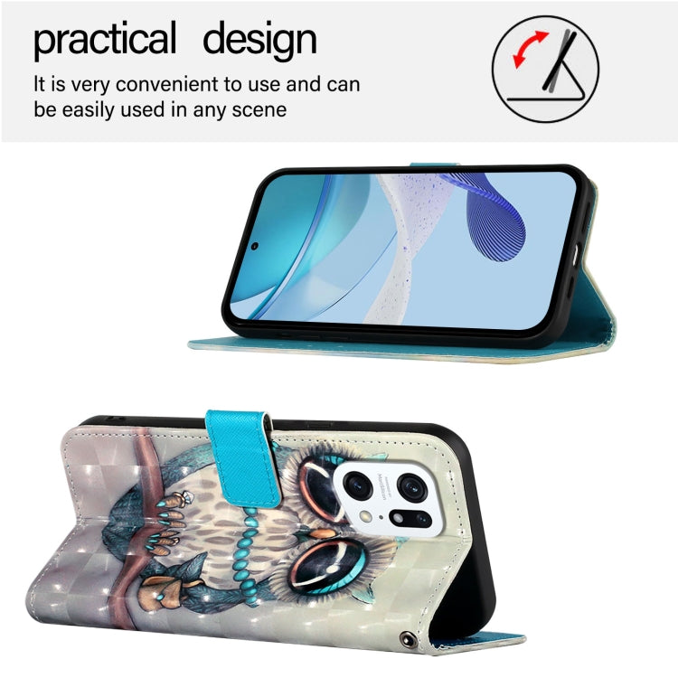 For OPPO Find X5 3D Painting Horizontal Flip Leather Phone Case