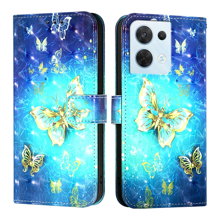 For OPPO Reno8 5G Global 3D Painting Horizontal Flip Leather Phone Case
