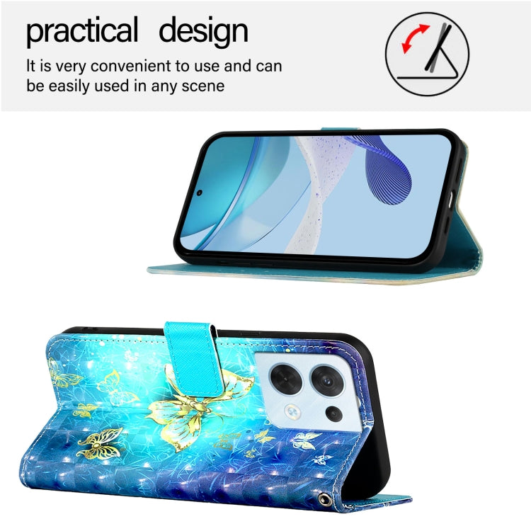For OPPO Reno8 5G Global 3D Painting Horizontal Flip Leather Phone Case