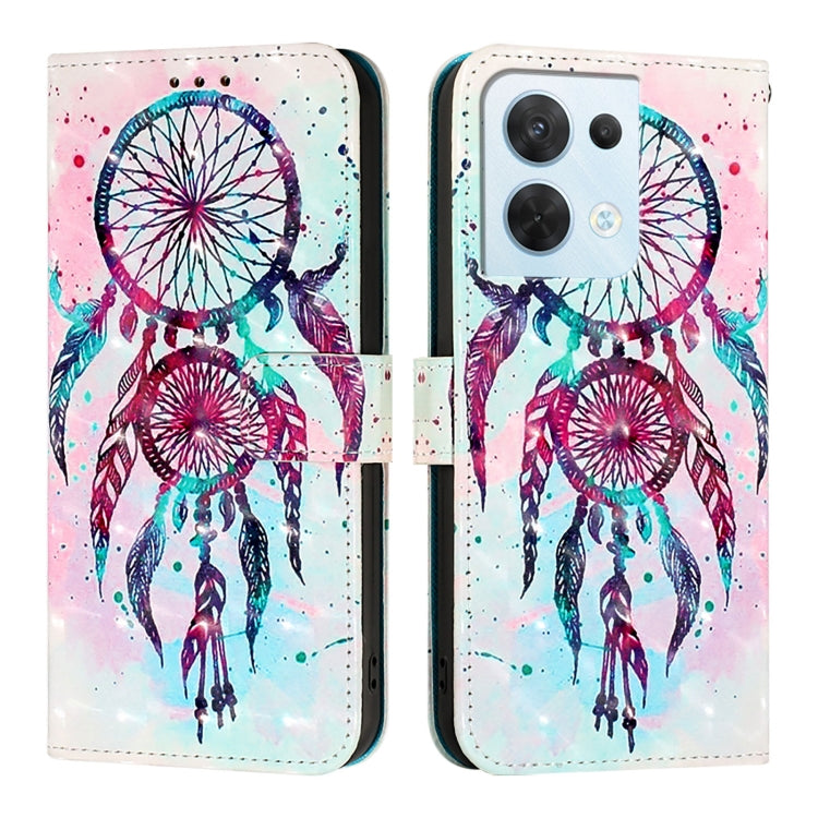 For OPPO Reno8 5G Global 3D Painting Horizontal Flip Leather Phone Case