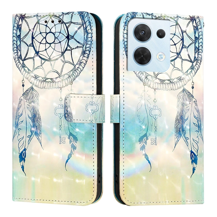For OPPO Reno8 5G Global 3D Painting Horizontal Flip Leather Phone Case