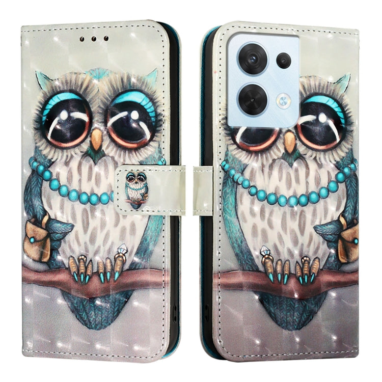 For OPPO Reno8 5G Global 3D Painting Horizontal Flip Leather Phone Case