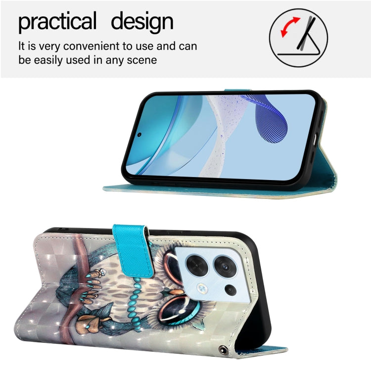 For OPPO Reno8 5G Global 3D Painting Horizontal Flip Leather Phone Case