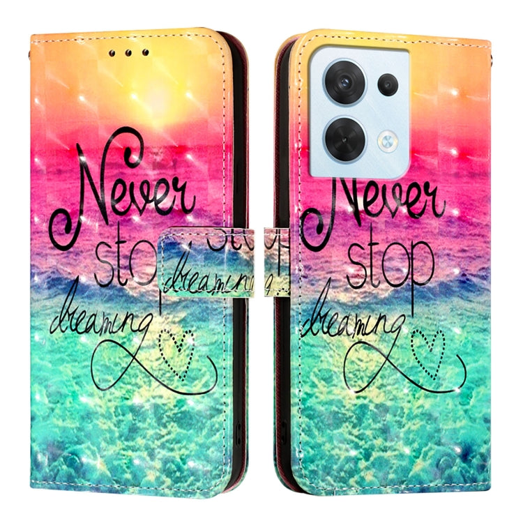 For OPPO Reno8 5G Global 3D Painting Horizontal Flip Leather Phone Case