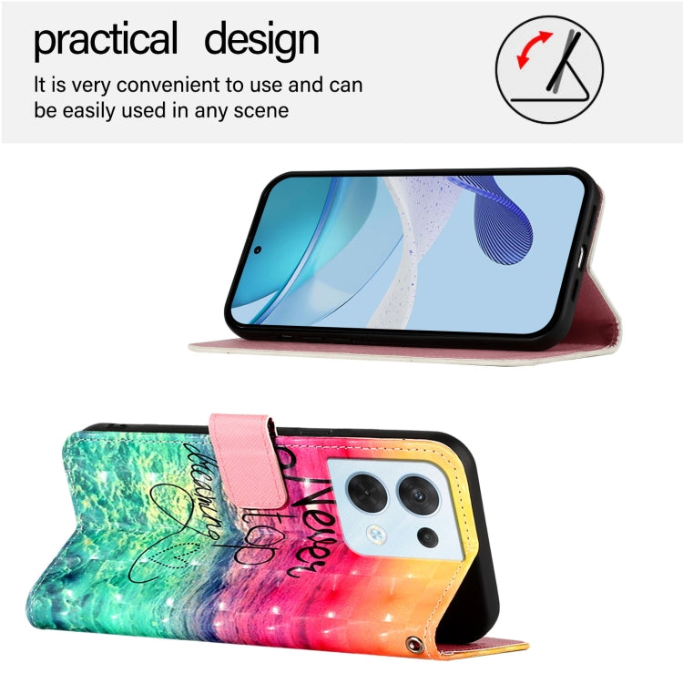 For OPPO Reno8 5G Global 3D Painting Horizontal Flip Leather Phone Case