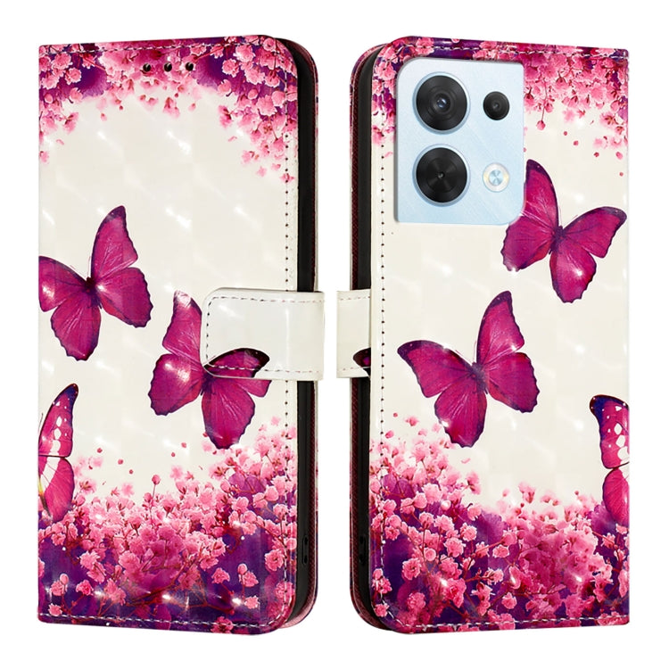 For OPPO Reno8 5G Global 3D Painting Horizontal Flip Leather Phone Case