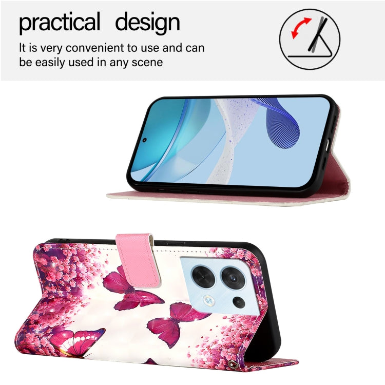 For OPPO Reno8 5G Global 3D Painting Horizontal Flip Leather Phone Case