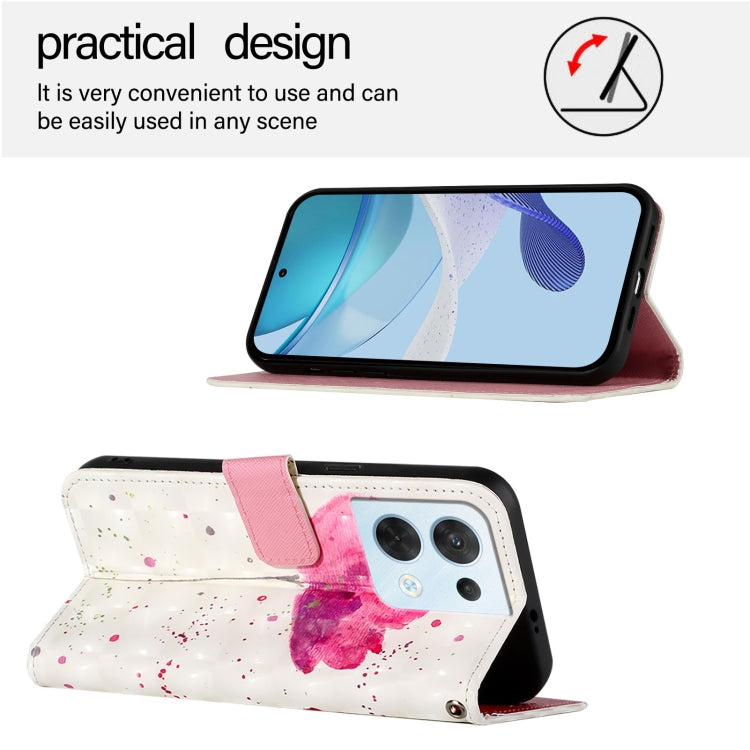 For OPPO Reno8 5G Global 3D Painting Horizontal Flip Leather Phone Case