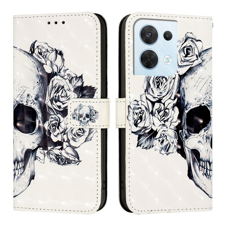 For OPPO Reno8 5G Global 3D Painting Horizontal Flip Leather Phone Case