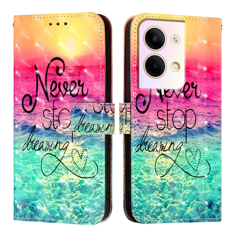 For OPPO Reno9 5G / Reno9 Pro 5G 3D Painting Horizontal Flip Leather Phone Case