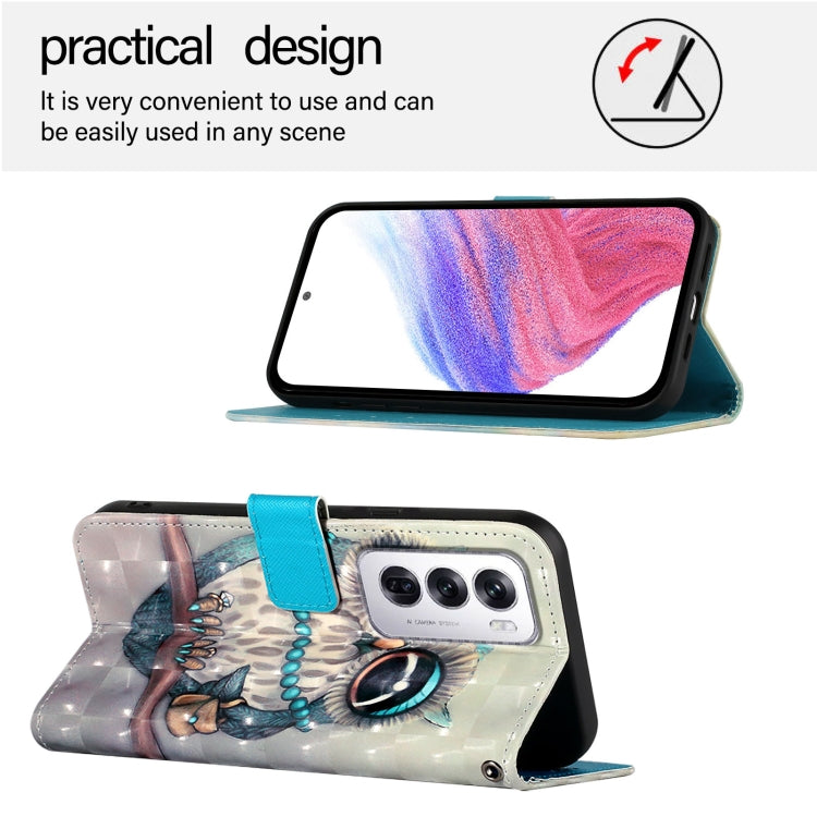 For OPPO Reno12 Global 3D Painting Horizontal Flip Leather Phone Case