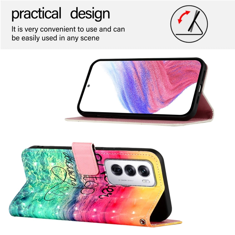 For OPPO Reno12 Global 3D Painting Horizontal Flip Leather Phone Case