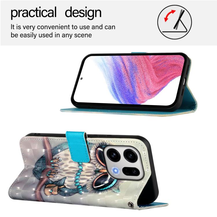 For OPPO Find X9 3D Painting Horizontal Flip Leather Phone Case