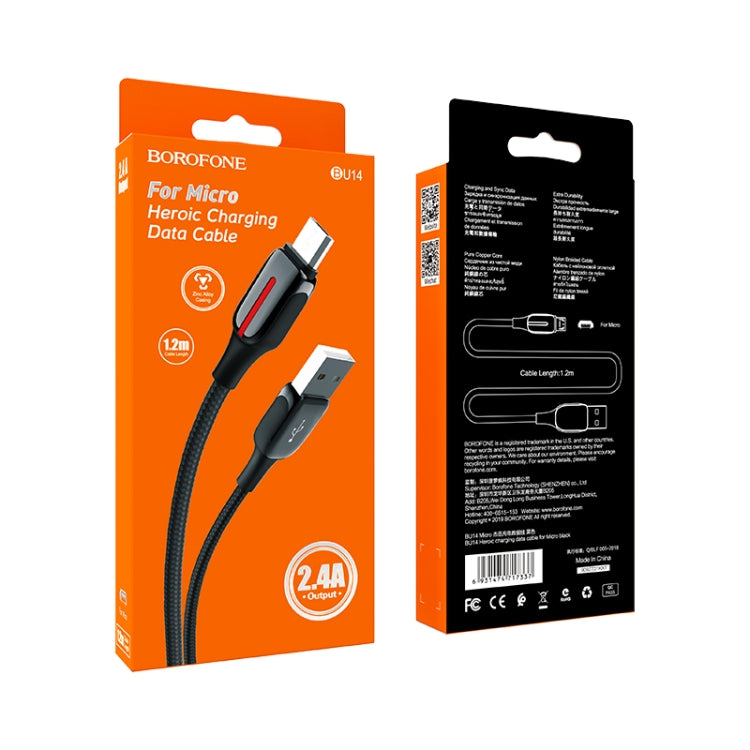 Borofone BU14 1.2m 2.4A Max Output USB to Micro USB Heroic Charging Data Cable