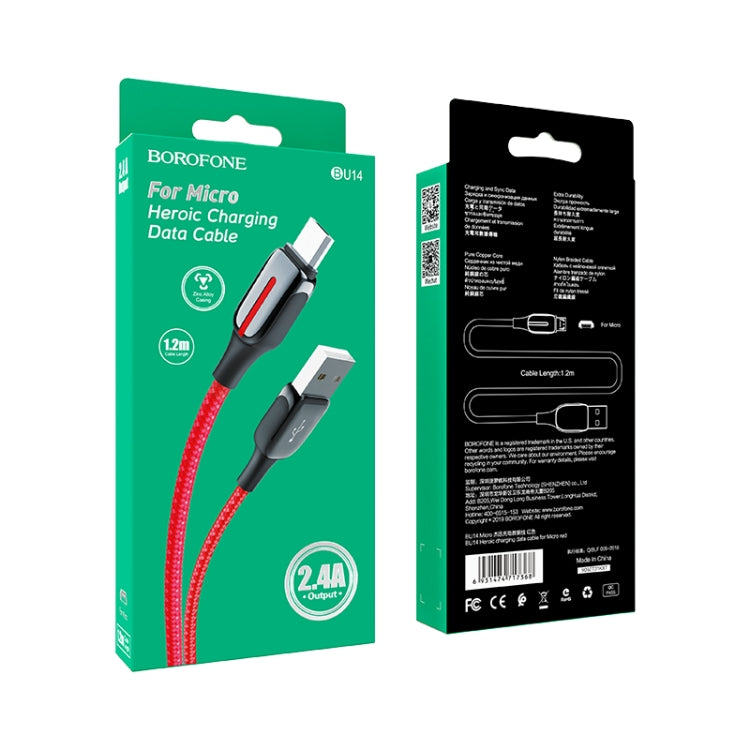 Borofone BU14 1.2m 2.4A Max Output USB to Micro USB Heroic Charging Data Cable