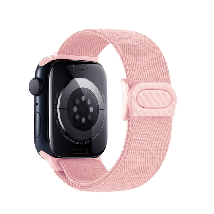 For Apple Watch Series 10 46mm Carbon Fiber Texture Snap Buckle Nylon Watch Band