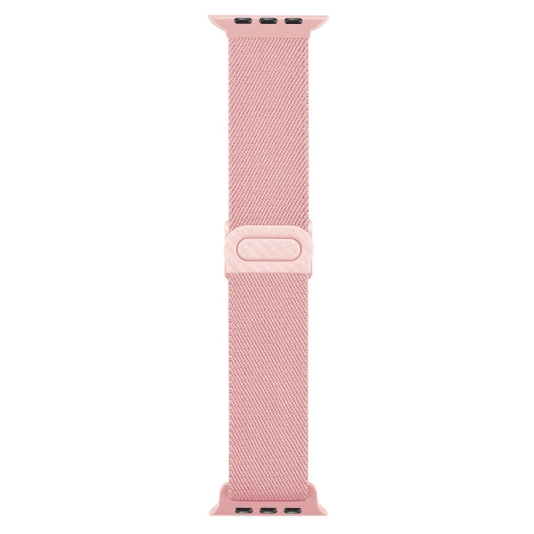For Apple Watch Series 10 46mm Carbon Fiber Texture Snap Buckle Nylon Watch Band