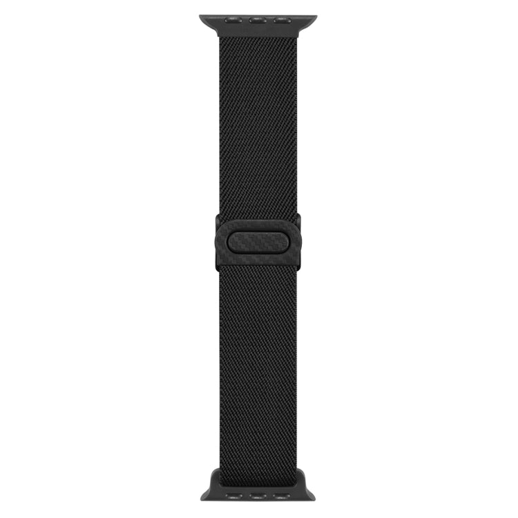 For Apple Watch Series 10 46mm Carbon Fiber Texture Snap Buckle Nylon Watch Band