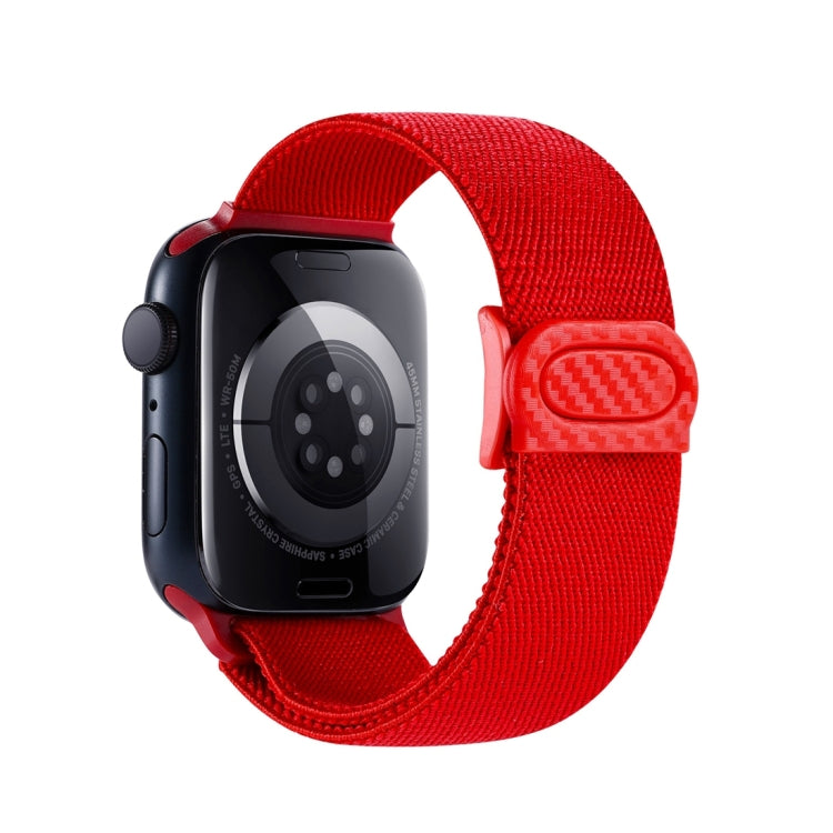 For Apple Watch Series 10 46mm Carbon Fiber Texture Snap Buckle Nylon Watch Band