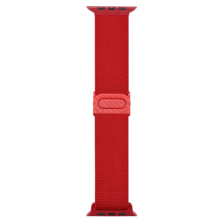 For Apple Watch Series 10 46mm Carbon Fiber Texture Snap Buckle Nylon Watch Band