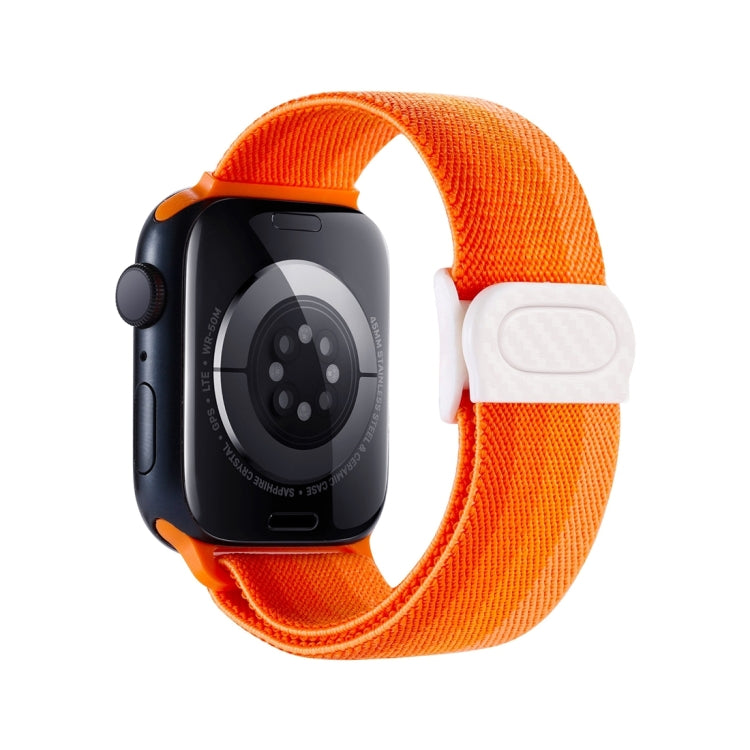 For Apple Watch Series 10 46mm Carbon Fiber Texture Snap Buckle Nylon Watch Band