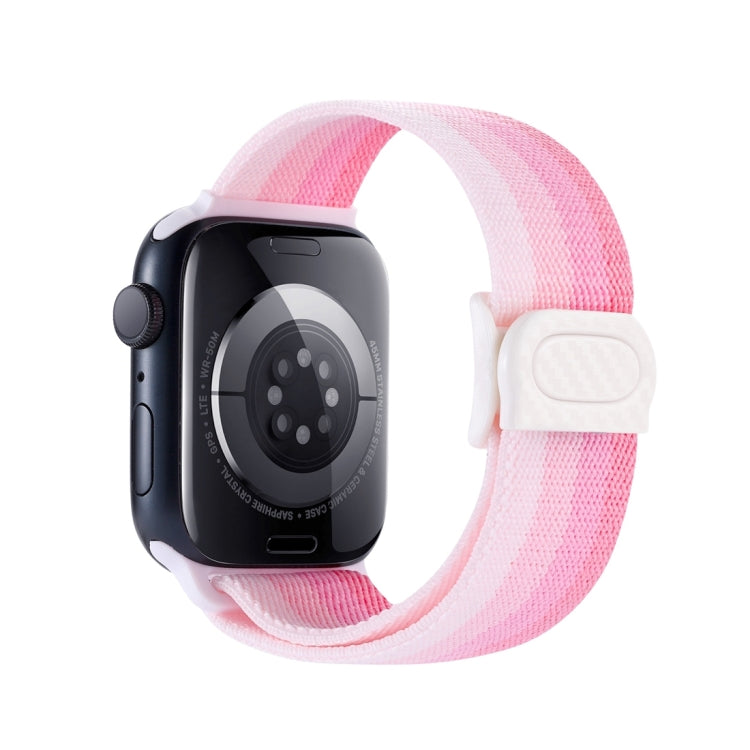 For Apple Watch Series 10 46mm Carbon Fiber Texture Snap Buckle Nylon Watch Band