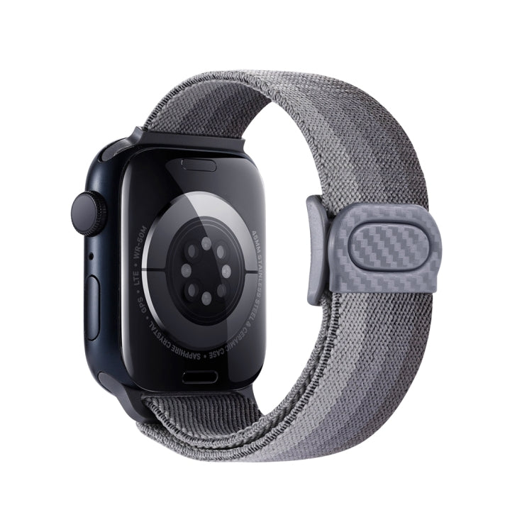 For Apple Watch Series 10 46mm Carbon Fiber Texture Snap Buckle Nylon Watch Band
